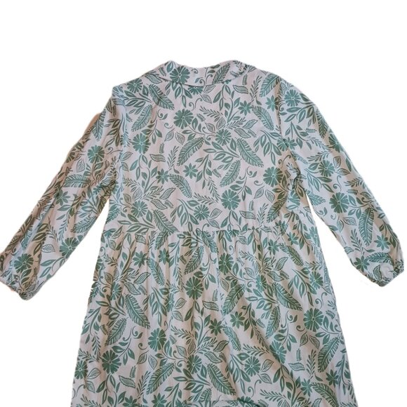Tahari Arthur S. Levine Womens Large Dress Green/White Midi 3/4 Sleeve Floral - Picture 5 of 5